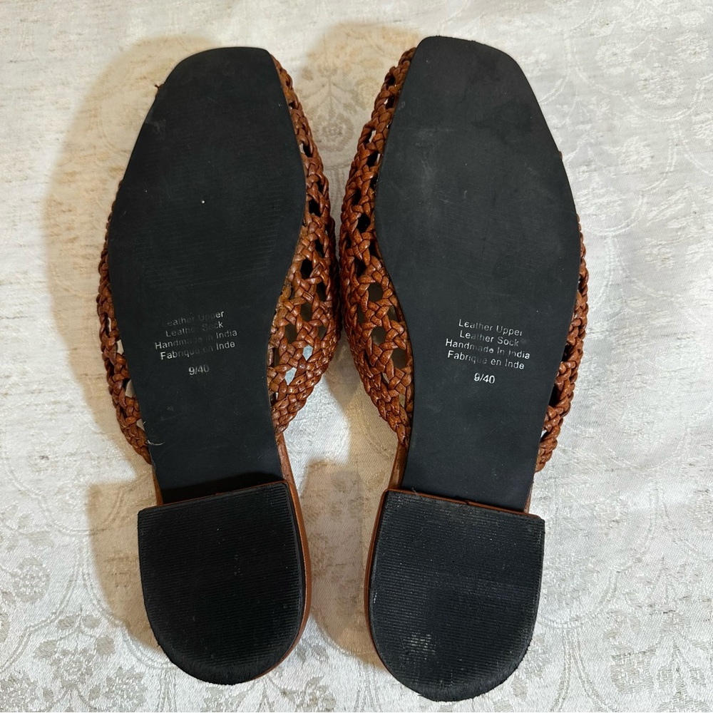 Jeffrey Campbell Weave Me Brown Leather Woven Slides – Size 9 - Picture 5 of 5
